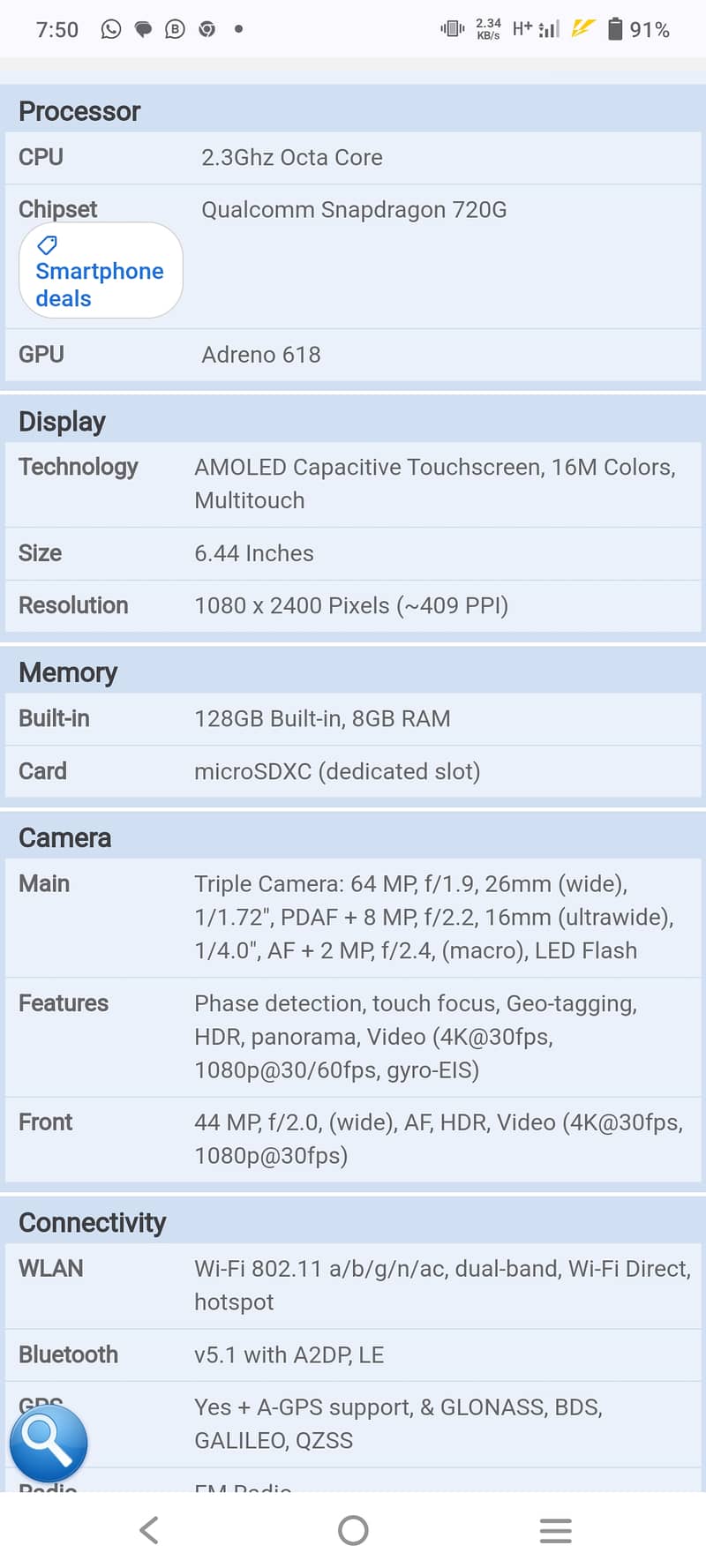 8/128 gb, Back Camera 64 MP, Front 44 MP 1