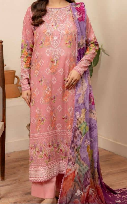 Eid Collection lawn three piece embroidered suit 1