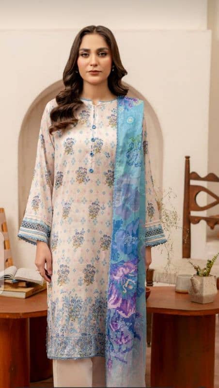 Eid Collection lawn three piece embroidered suit 4