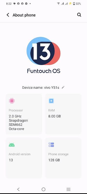 vivo y51s 8gb 128gb no fault 8