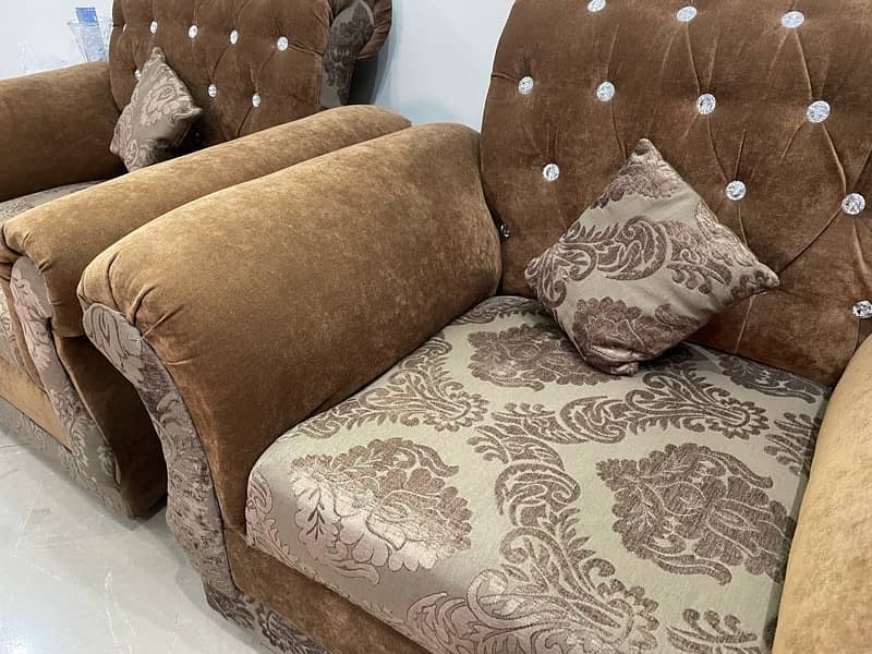 7 Seater Brown Velvet Sofa Set - Rarely Used 4