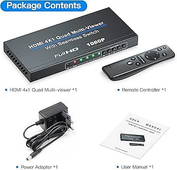 hdmi multi-viewer switch 4x1, hdmi quad seamless switcher 4 in 1 out s 5