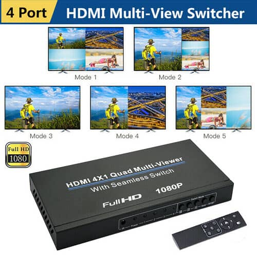 hdmi multi-viewer switch 4x1, hdmi quad seamless switcher 4 in 1 out s 6