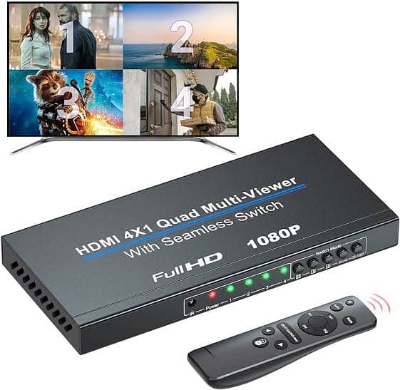 hdmi multi-viewer switch 4x1, hdmi quad seamless switcher 4 in 1 out s 7