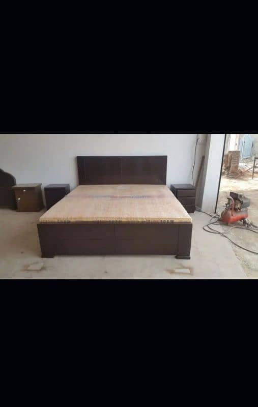 king size double bed with side table and glass Polish 2