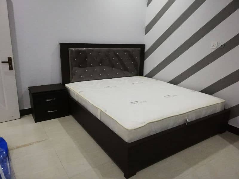 king size double bed with side table and glass Polish 6