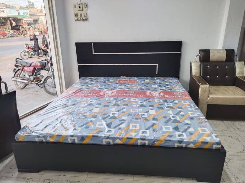 king size double bed with side table and glass Polish 8