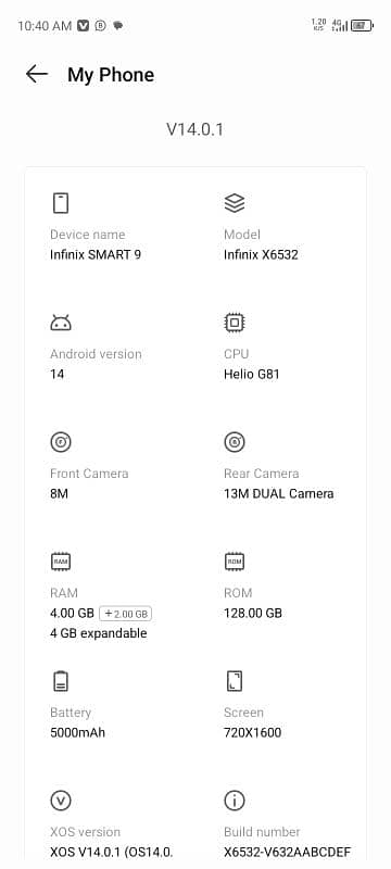 infinix smart 9 , 8/128 storage 0