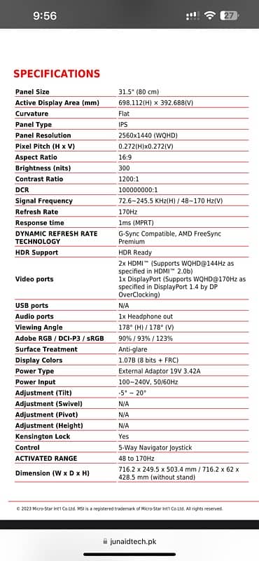 MSI 32 inch IPS 170 hertz Gaming Monitor 2