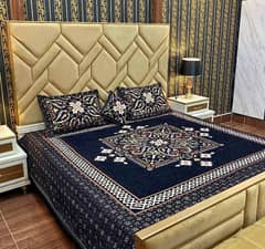 Fancy Cushioned Double Bed + Side Tables With 4 years + Warranty