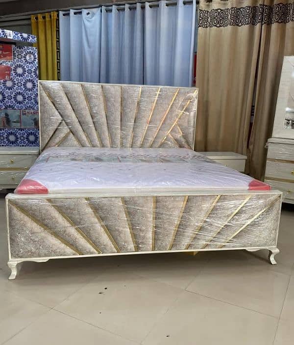 Fancy Cushioned Double Bed + Side Tables With 4 years + Warranty 2