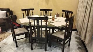 Glass Top Dining Table 6 Seater