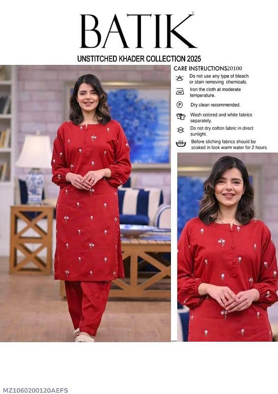 2 Pcs Women's Unstitched Embroidered Suit 8