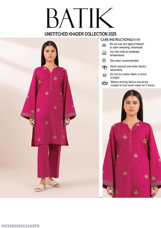 2 Pcs Women's Unstitched Embroidered Suit 10