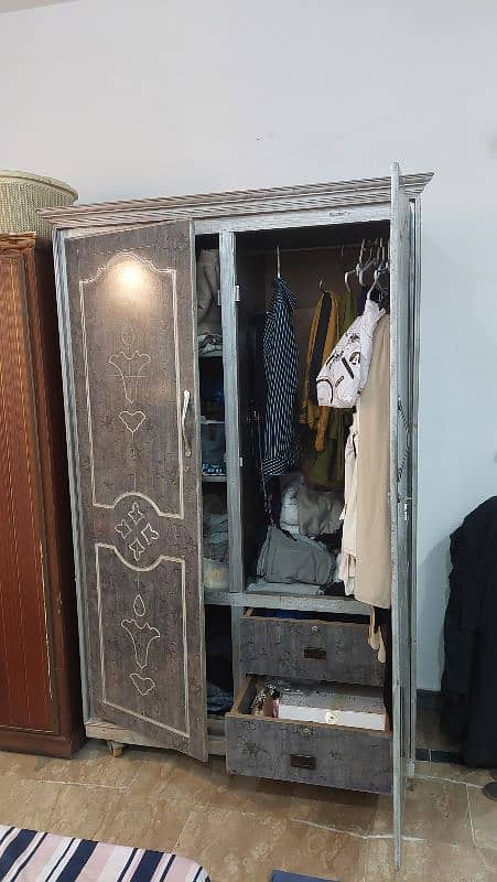 moveable wood almari double door cupboard for sale 1