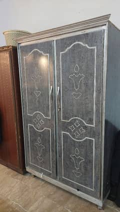 moveable wood almari double door cupboard for sale