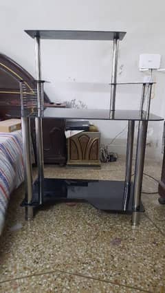 black glass computer TV  table