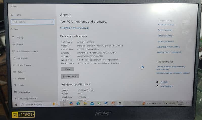 Acer core i5 4th generation 7