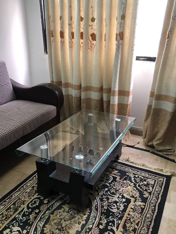 wooden center table with glass 0