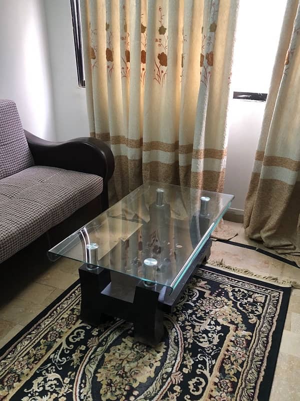 wooden center table with glass 1