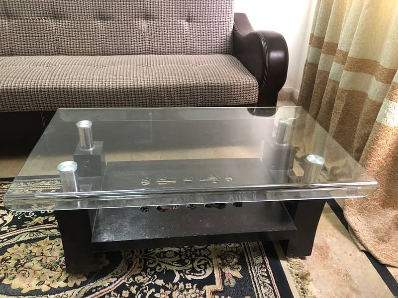 wooden center table with glass 2