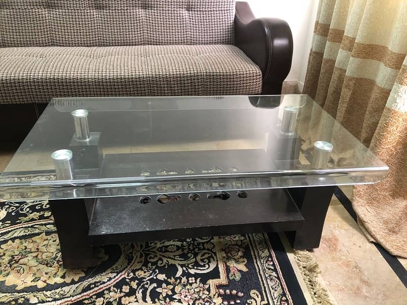 wooden center table with glass 3