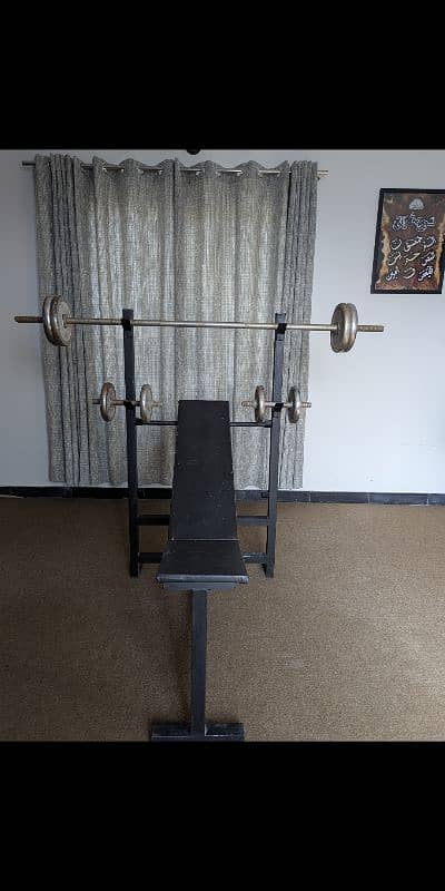 gym bench, rod, dumbbell, wrights 3