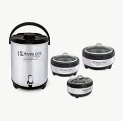 Beautiful Hotpot & Cooler Set (Brand New) 4 PCS (1 Cooler + 3 Hotpots)