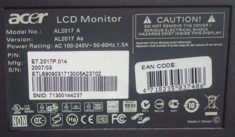 acer AL2017 A LCD For Sale 1