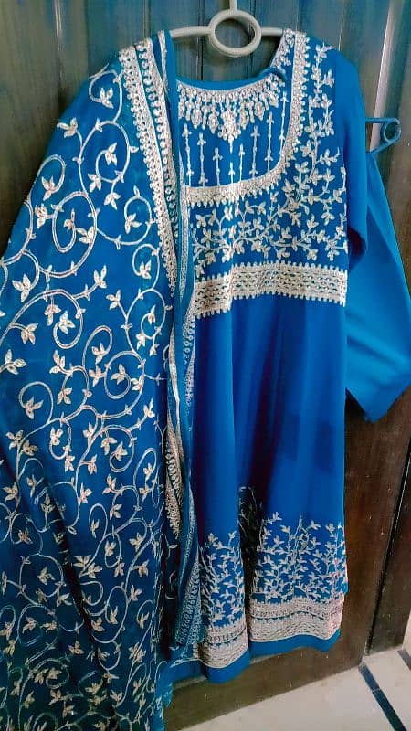 Green blue embroidery dress 0