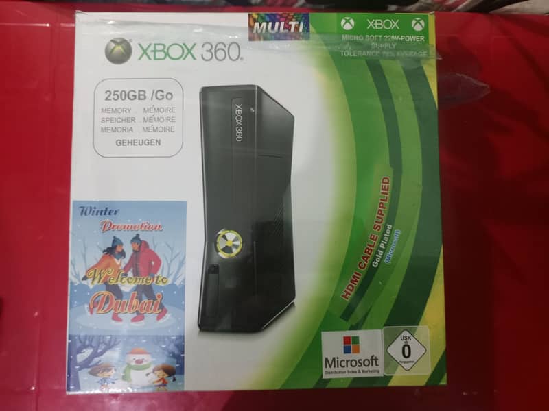 Xbox 360 slim 320 gb with 2 controller 1 wireless controller 2 battery 3