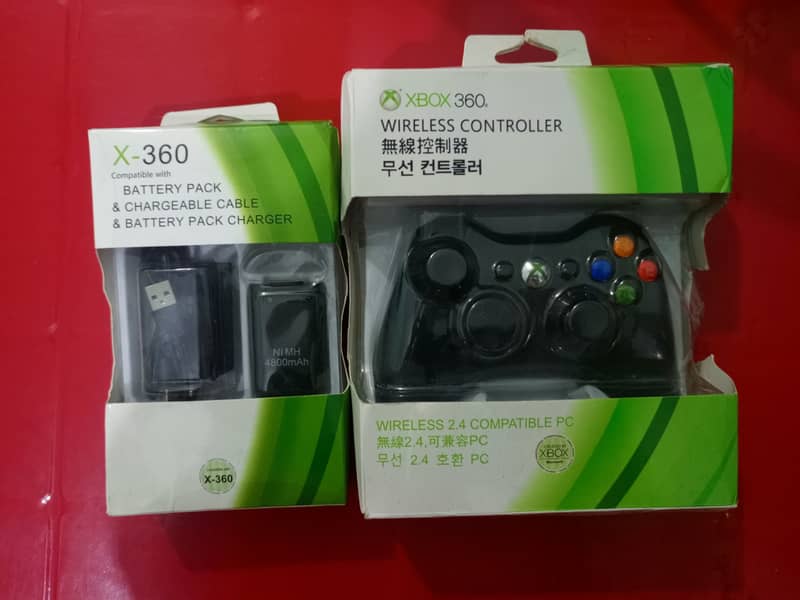 Xbox 360 slim 320 gb with 2 controller 1 wireless controller 2 battery 6