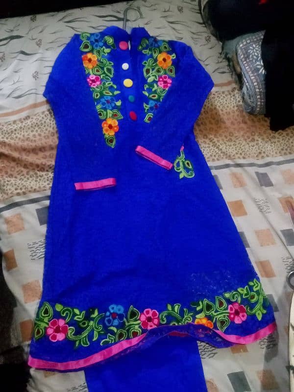 beautiful blue color two piece frock 0