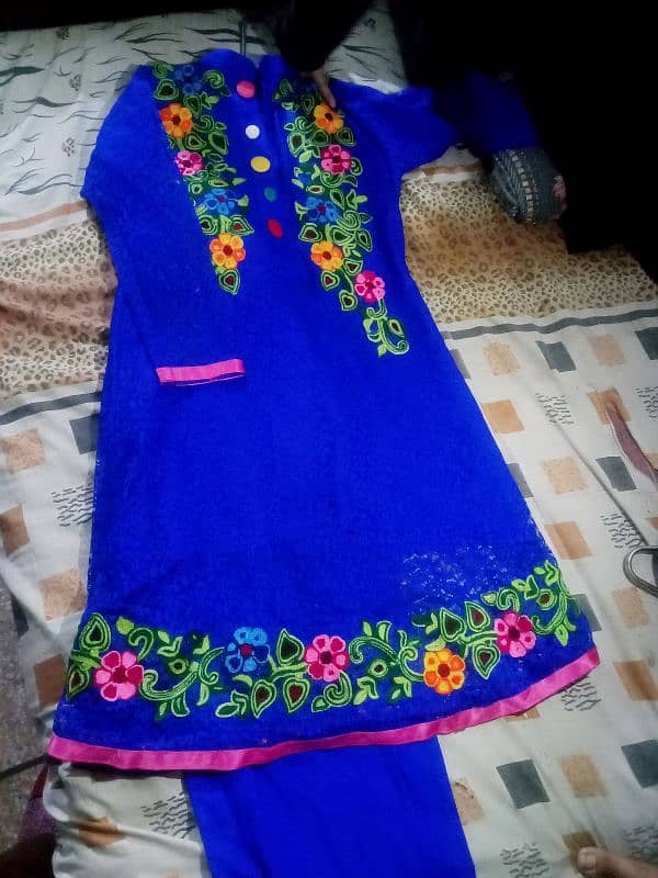 beautiful blue color two piece frock 1