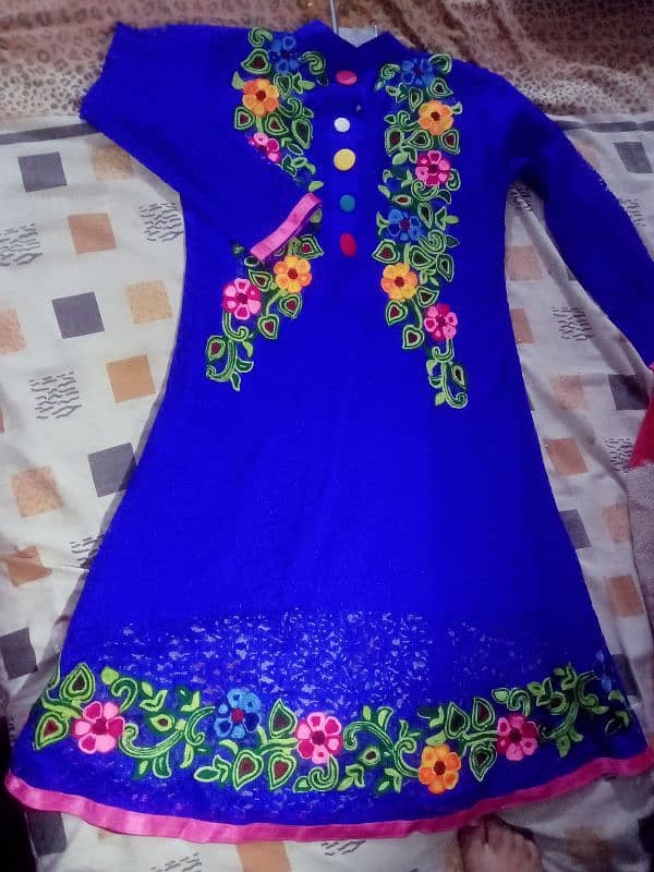 beautiful blue color two piece frock 4