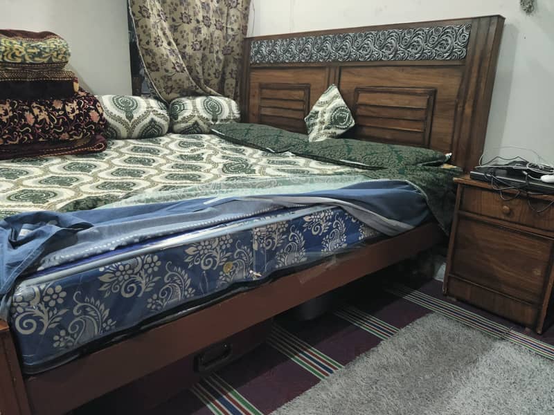 Double Bed with Spring Mattress, Dewaan and Dressing Table 0