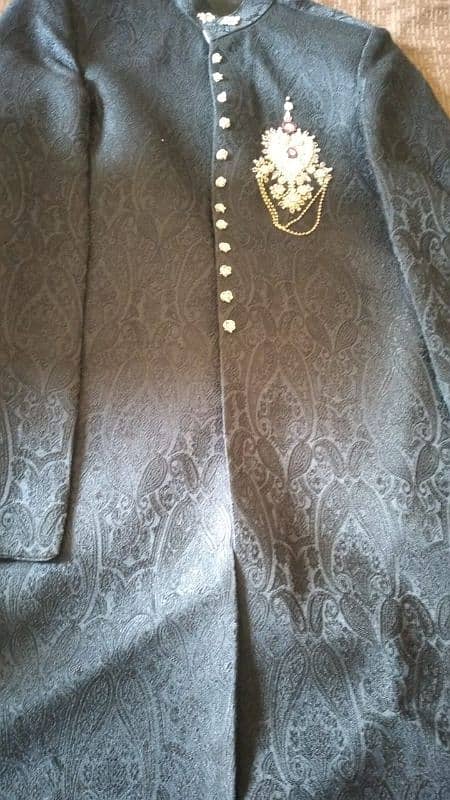 Elegant Black Embroidered Sherwani Coat" 0