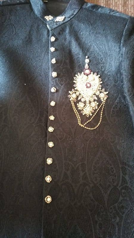 Elegant Black Embroidered Sherwani Coat" 1