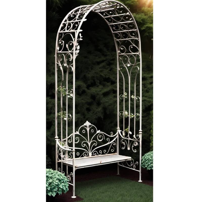 Antique Iron Arbor Bench | Garden Chairs | Fancy metal outdoor bench 0