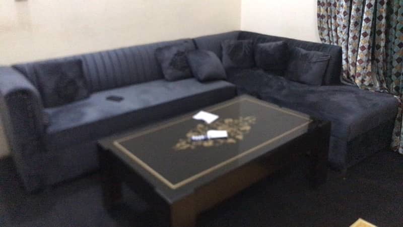 L shaped sofa and table for sale 0