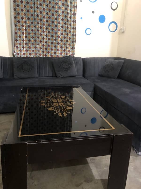 L shaped sofa and table for sale 1