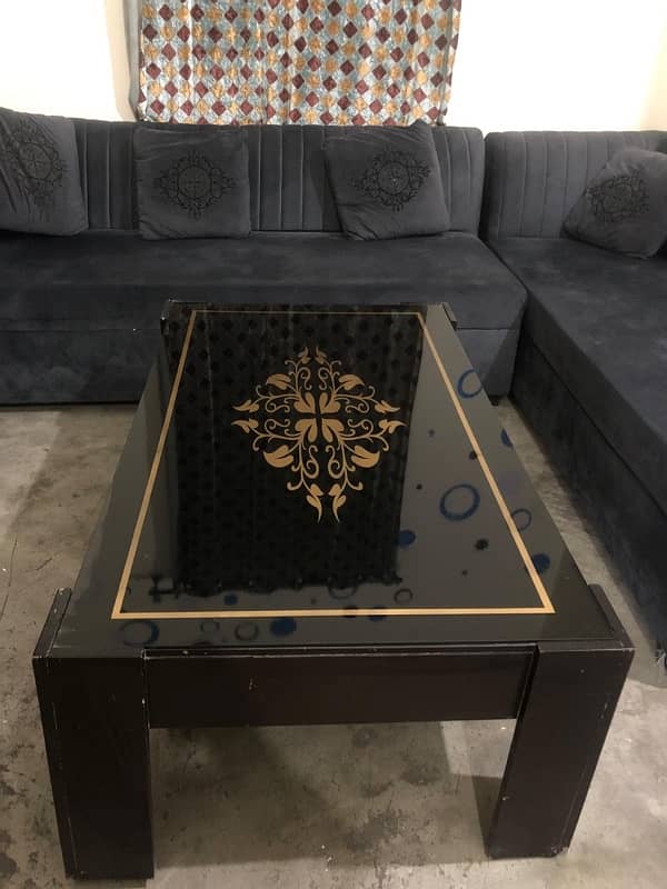 L shaped sofa and table for sale 3