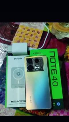 infinix note 40 8+8gb 256gb with box and wireless charger for sale