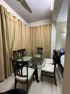 Dining Table // 6 seater Dining Table // wooden Dining(Top Glass)