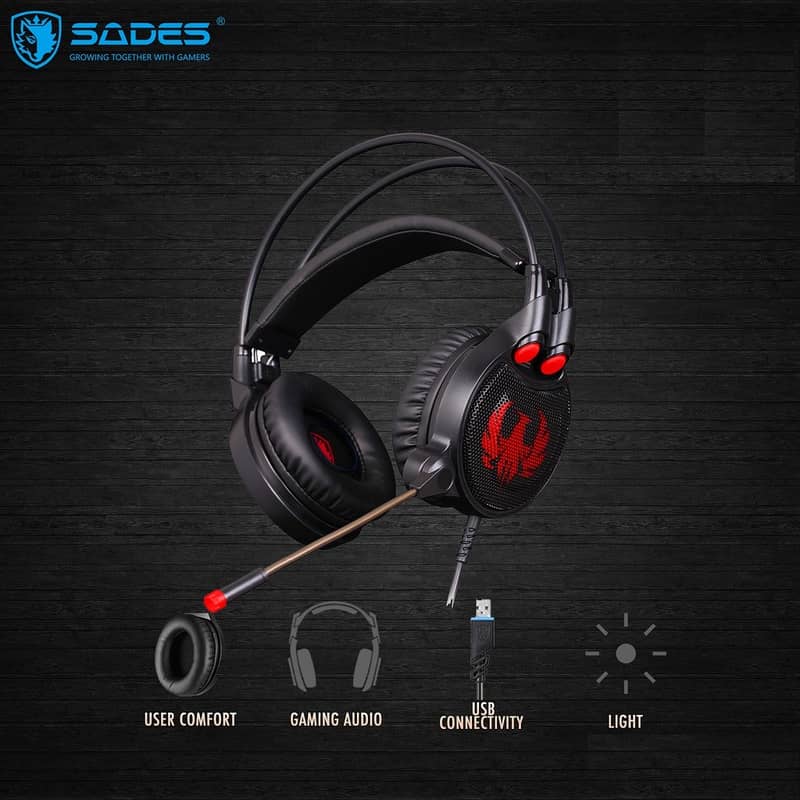 SADES R1 USB 7.1 + Vibration Surround Gaming Headset With Microphone 0