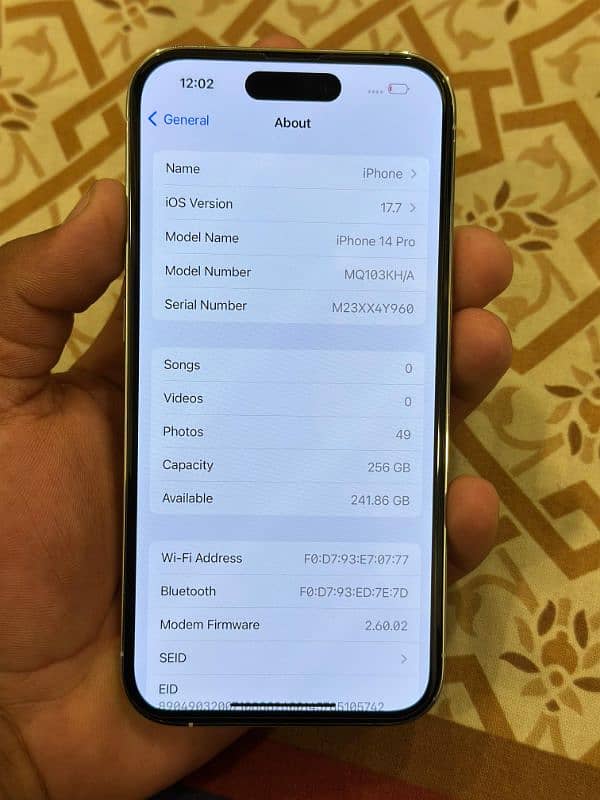 I phone 14 Pro PTA Aproved 256 GB 95% BH 1