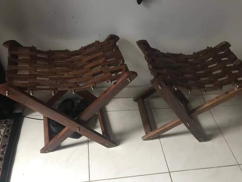 wooden leather stools 7