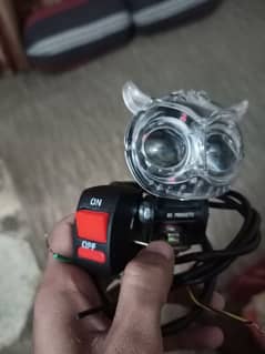 Bike Light (White owl shape) with wires and botton