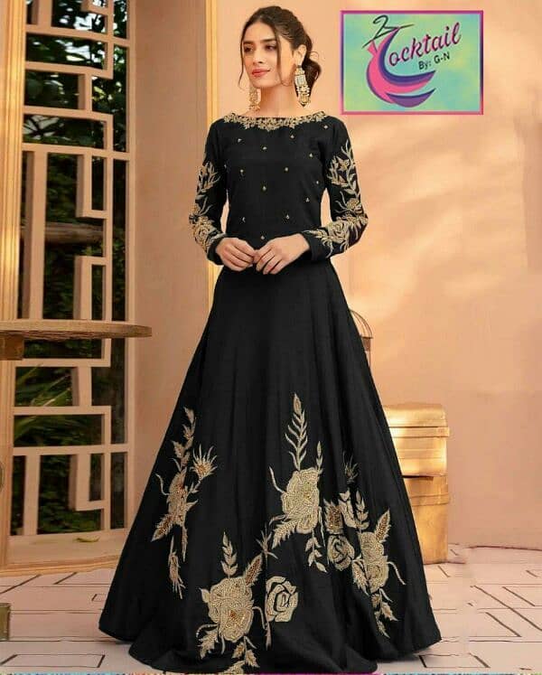 stunning embroidery black maxi dress 1pc women stitched elegance 0