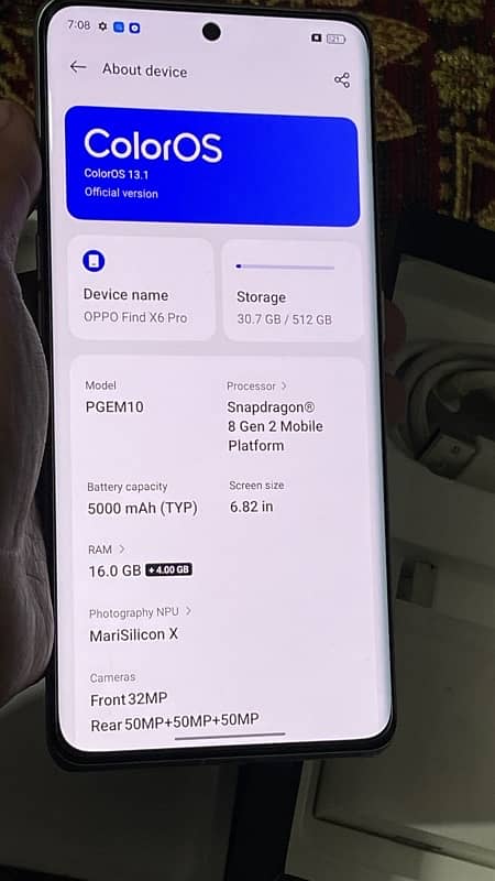 oppo find x6 pro good condition with full box 16/512 offucial pta 6